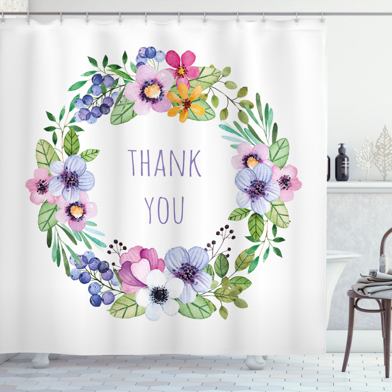 Spring Wreath Simple Word Shower Curtain