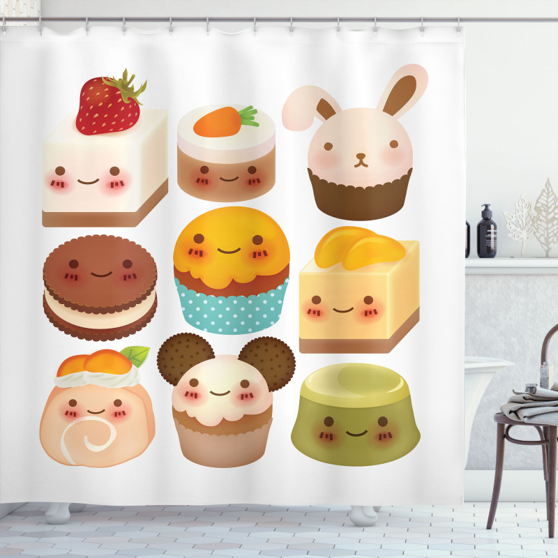 Baked Goods with Smileys Shower Curtain