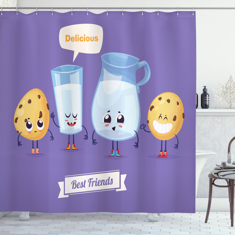 Milk in a Glass Jar Texting Shower Curtain