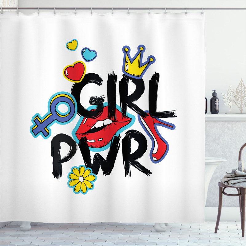 Girl Power with a Crown Shower Curtain