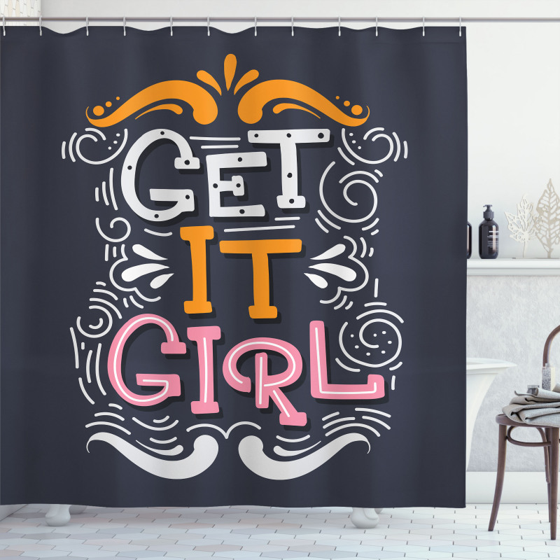 Get It Girl Typography Shower Curtain