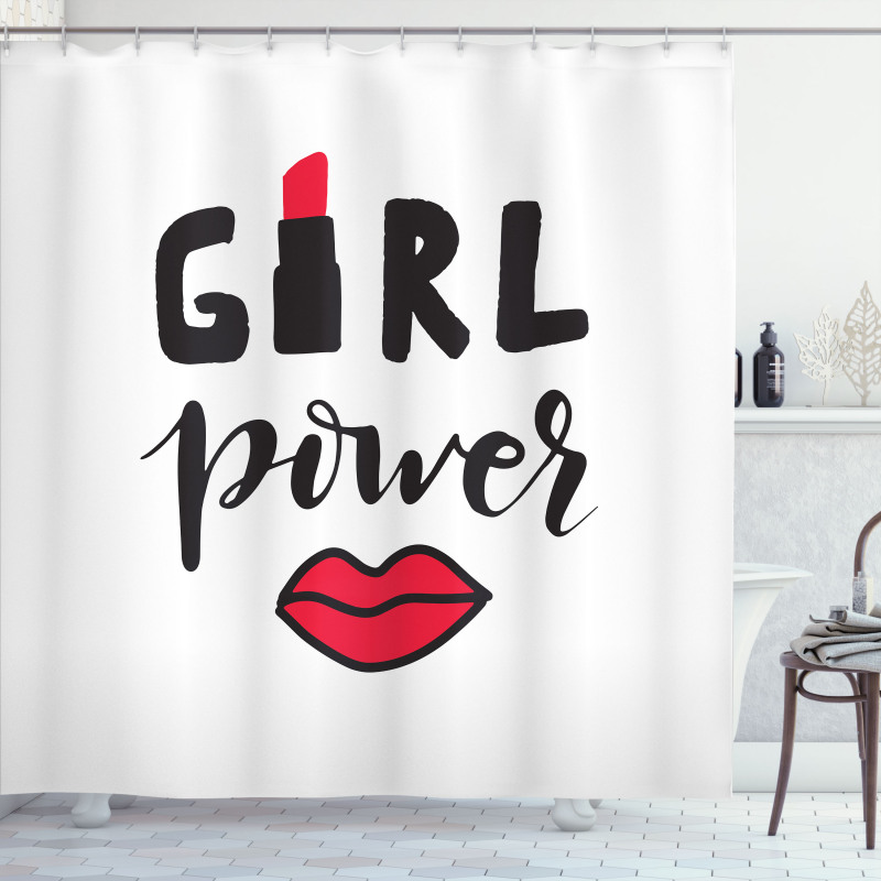 Lipstick in Text Design Shower Curtain