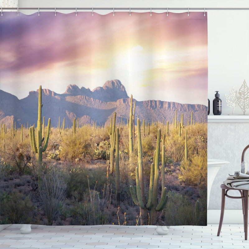 Saguaro Cactus and Mountain Shower Curtain