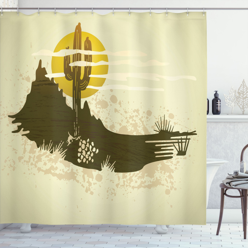 Dramatic Saguaro and Sun Shower Curtain