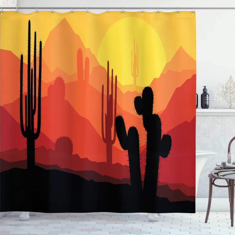 Cactus Silhouettes at Dusk Shower Curtain