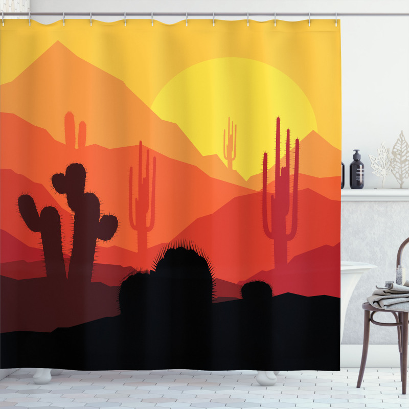 Western Cactus Silhouettes Shower Curtain