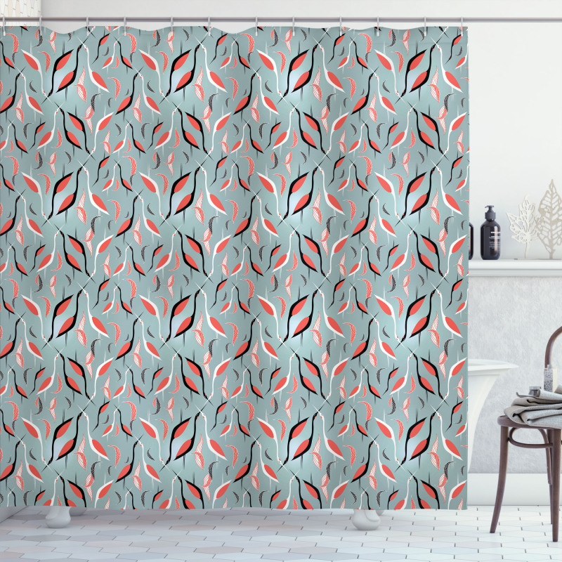 Abstract Birds and Leaves Shower Curtain