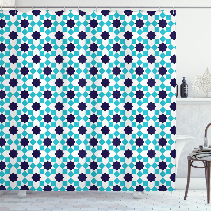 Moroccan Star and Squares Shower Curtain