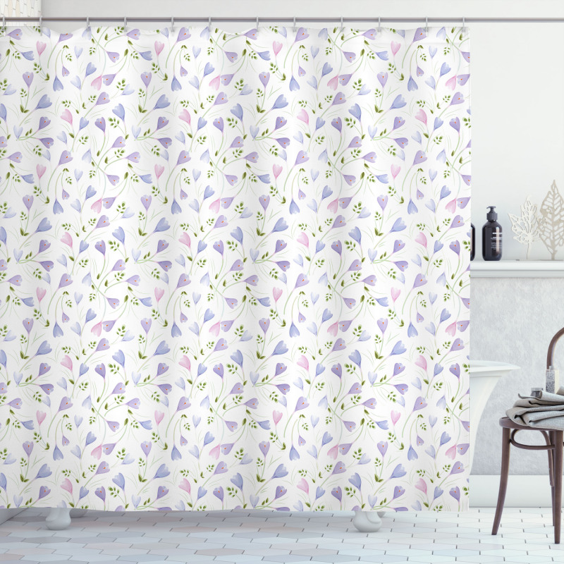 Delicate Pastel Floral Motif Shower Curtain