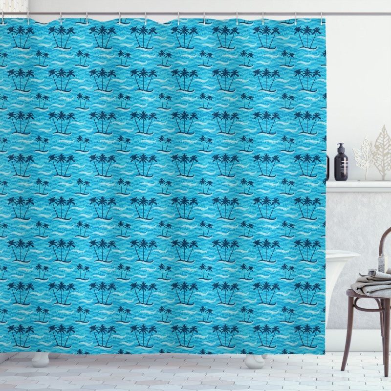 Summer Sea and Palm Trees Shower Curtain