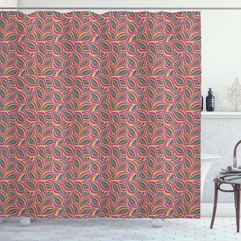 Leaf Pattern Summertime Shower Curtain