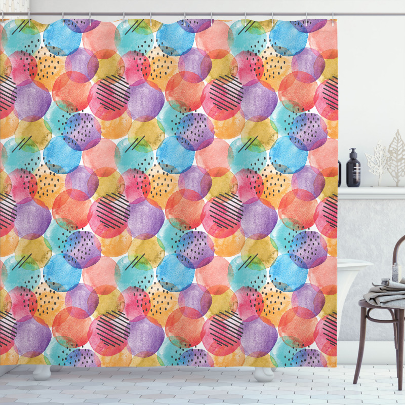 Rainbow Toned Circle Dots Shower Curtain