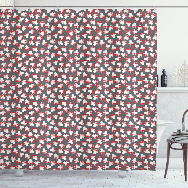 Cartoon Amanita Mushrooms Shower Curtain