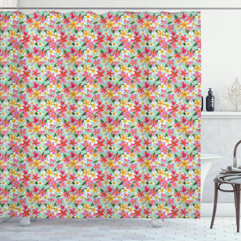 Exotic Watercolor Flowers Shower Curtain