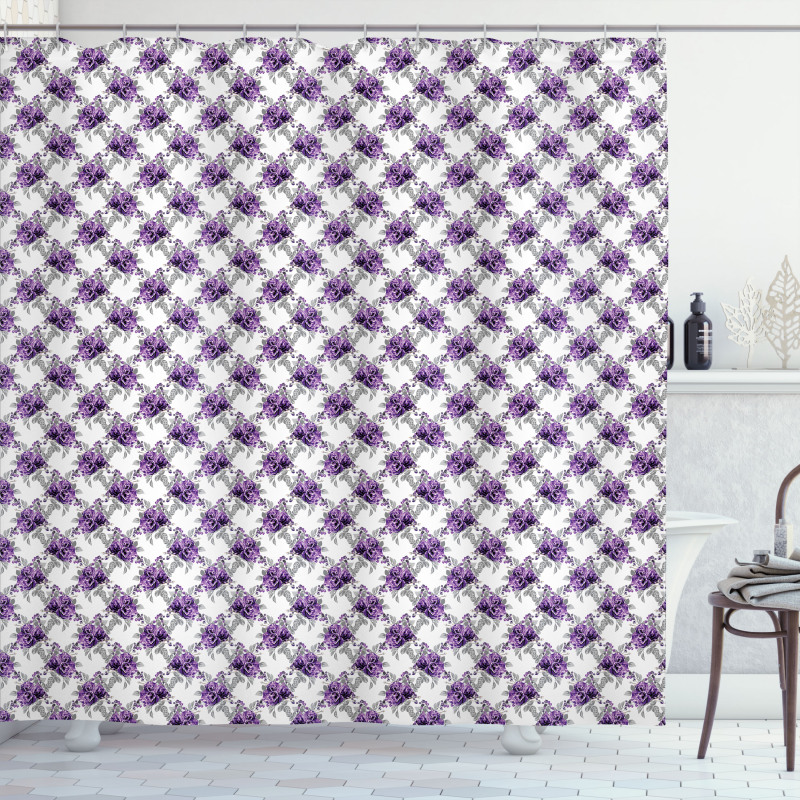 Romantic Violet Rose Blooms Shower Curtain