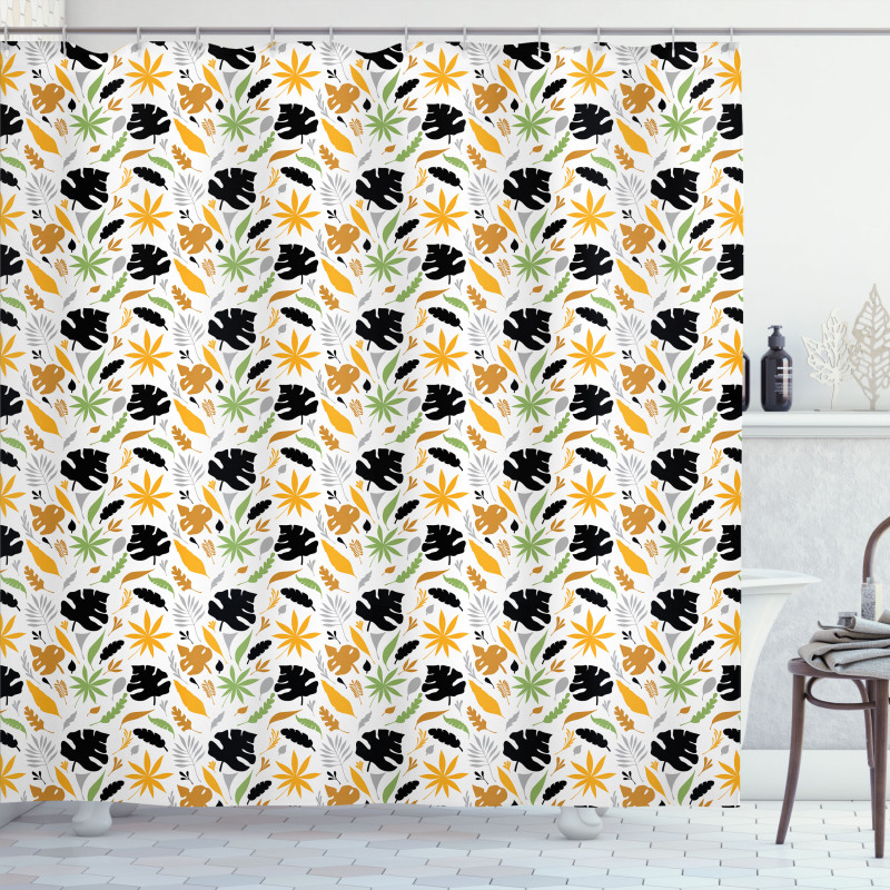 Tropical Foliage Silhouette Shower Curtain