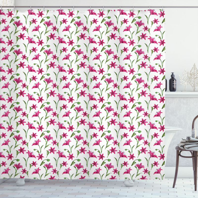 Lily Blossoms Garden Art Shower Curtain