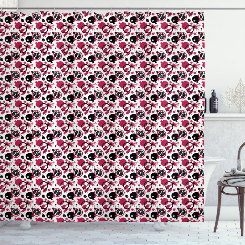 Grunge Pomegranate and Stains Shower Curtain