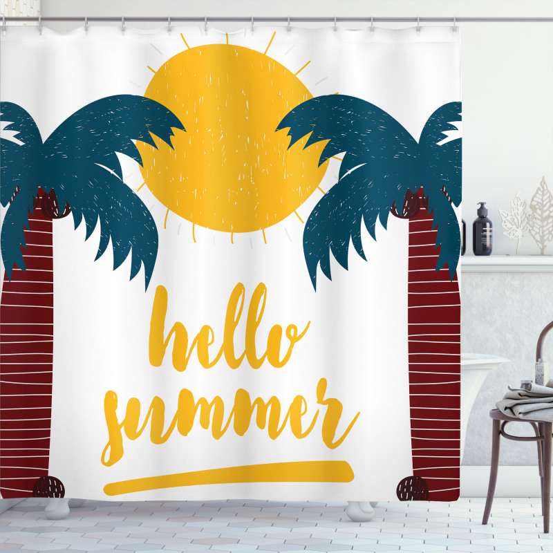 Calligraphy Hello Summer Shower Curtain