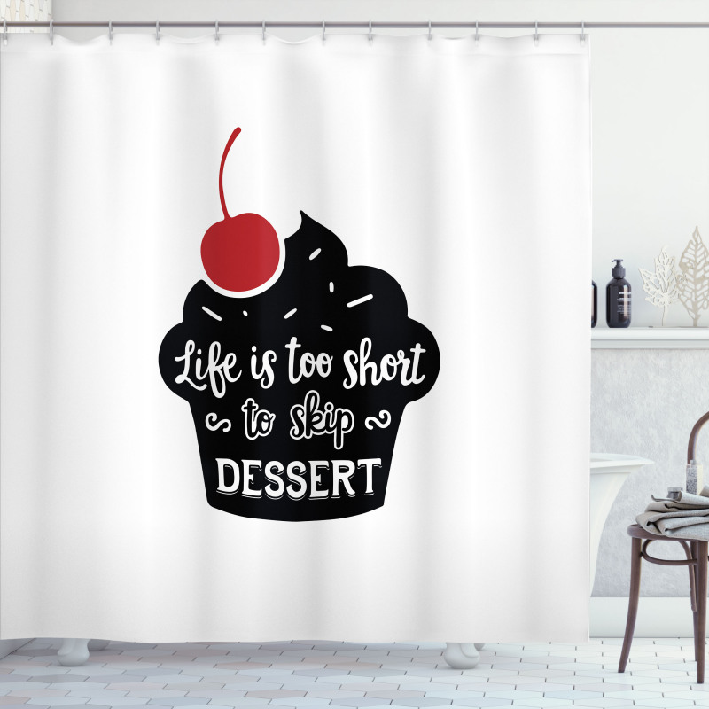 Pastry Silhouette Words Shower Curtain