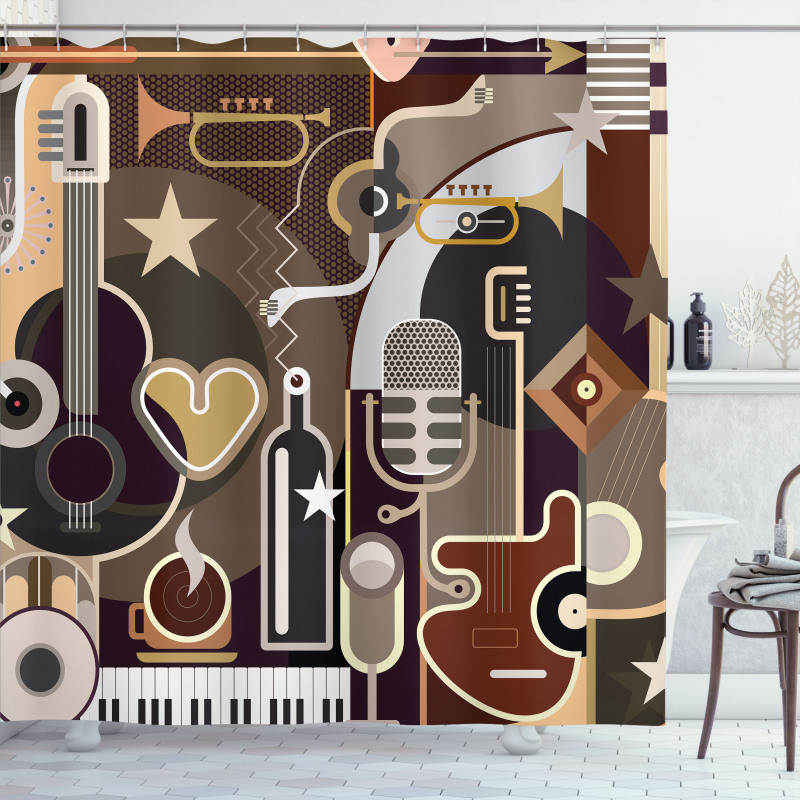 Musical Instruments Abstract Shower Curtain