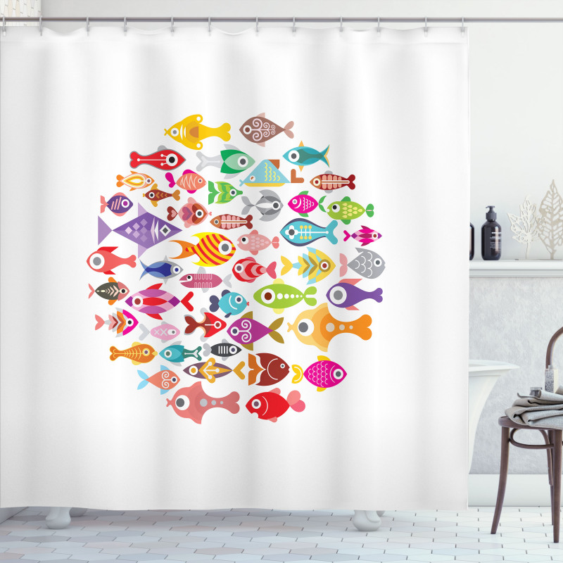 Aquarium Round Colorful Design Shower Curtain