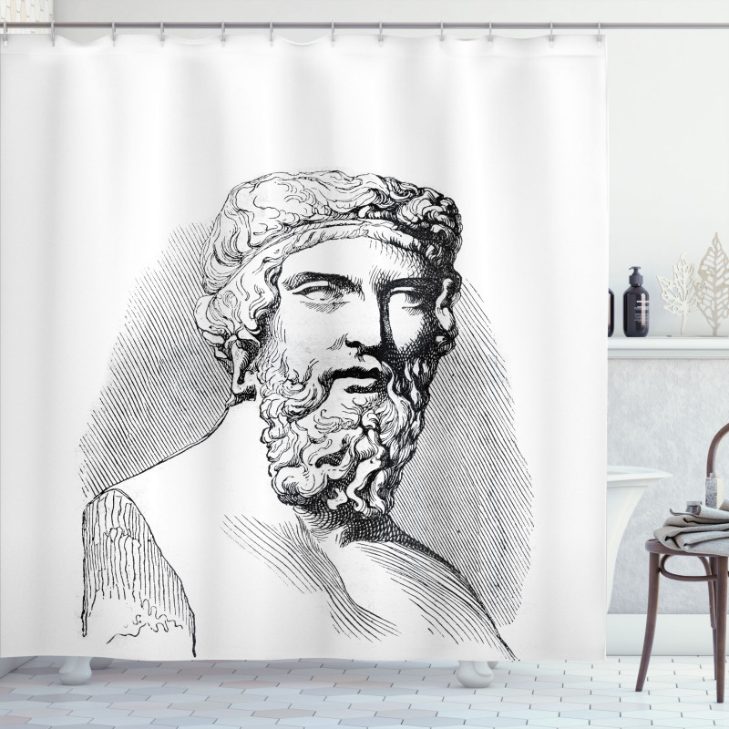 Vintage Sketch of Plato Shower Curtain