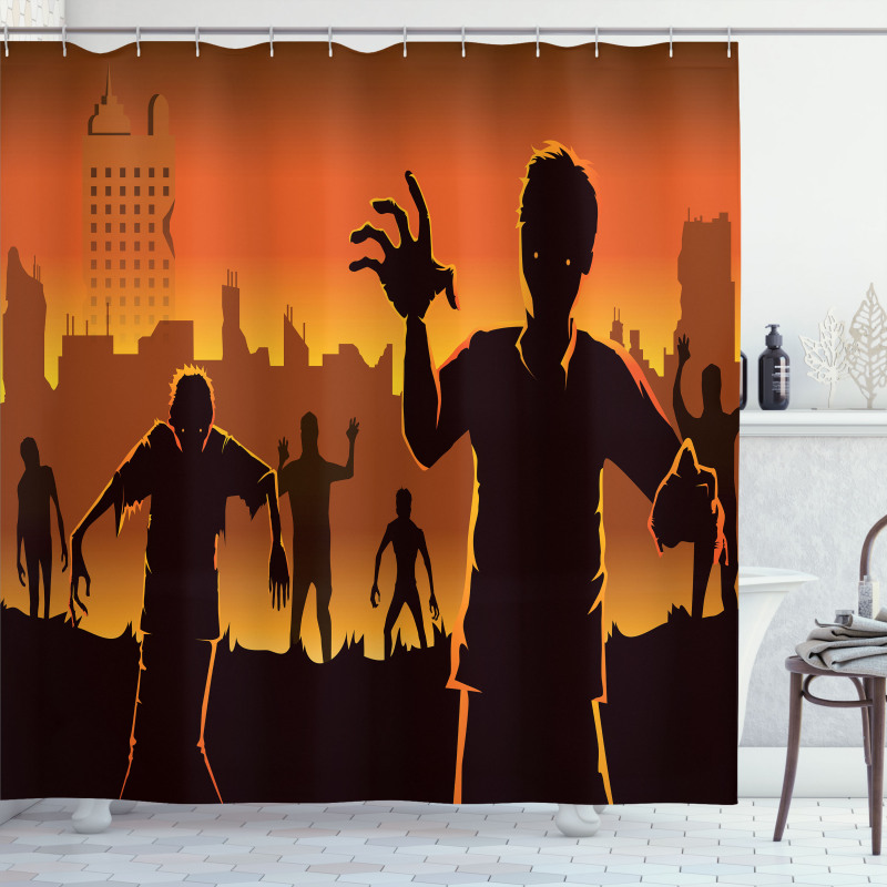 Abandoned City Halloween Shower Curtain