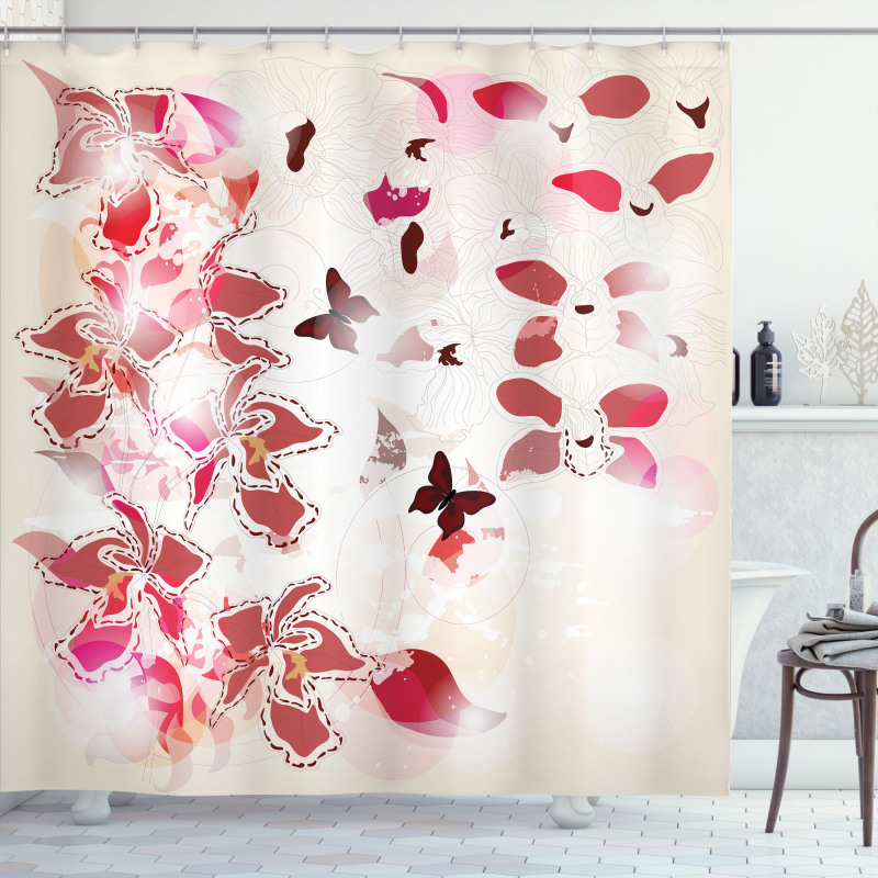 Orchids Butterflies Tropic Shower Curtain