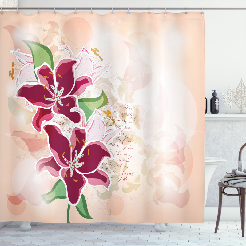 Botanical Pastel Tone Lilies Shower Curtain