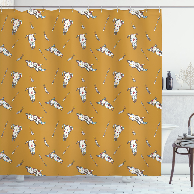 Cow Skulls Arrows Feathers Shower Curtain