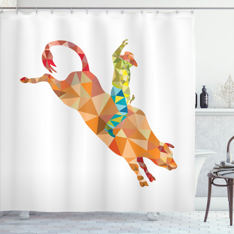 Geometric Fractal Cowboy Bull Shower Curtain