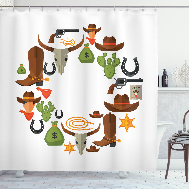 Vintage Wild West and Cowboy Shower Curtain