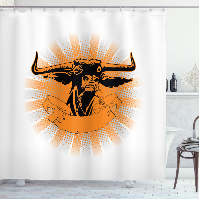 Furious Bull Head Portrait Shower Curtain