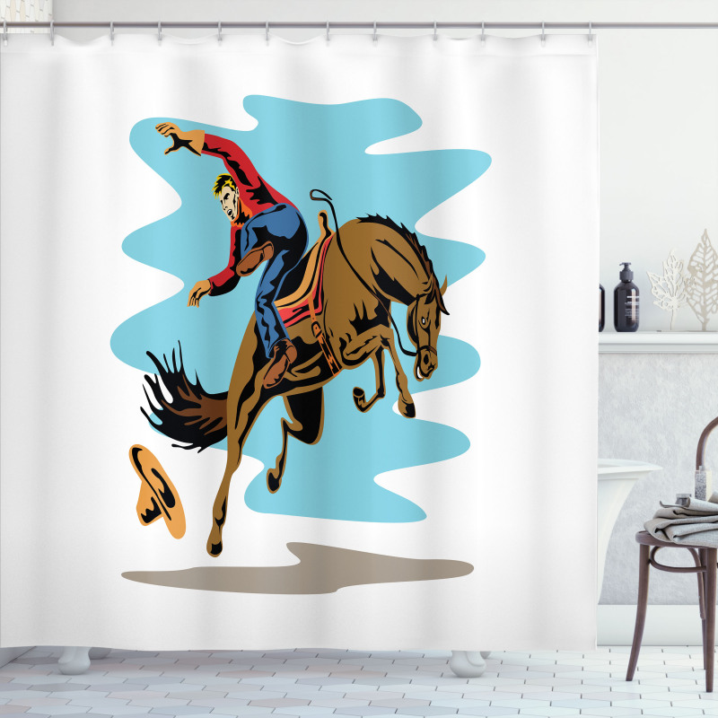 Cowboy Falling off His Horse Shower Curtain