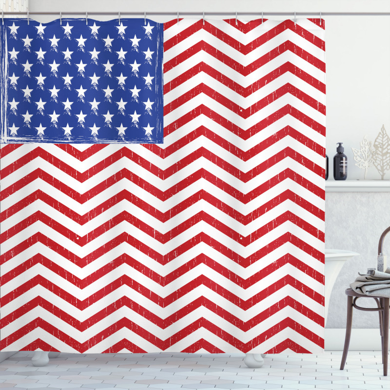 Country Flag with Zigzag Lines Shower Curtain