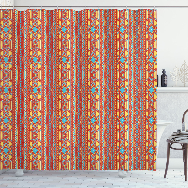 Ethnic Ornamental Rhombuses Shower Curtain