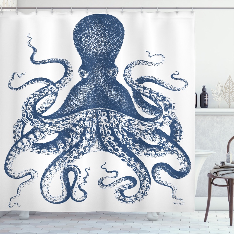 Grunge Sea Creature Shower Curtain