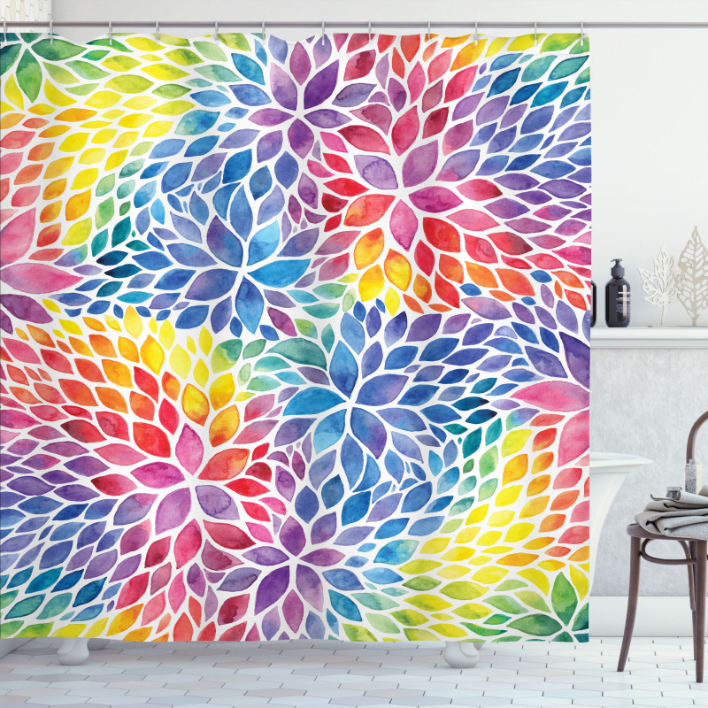 Rainbow Colored Leaves Shower Curtain