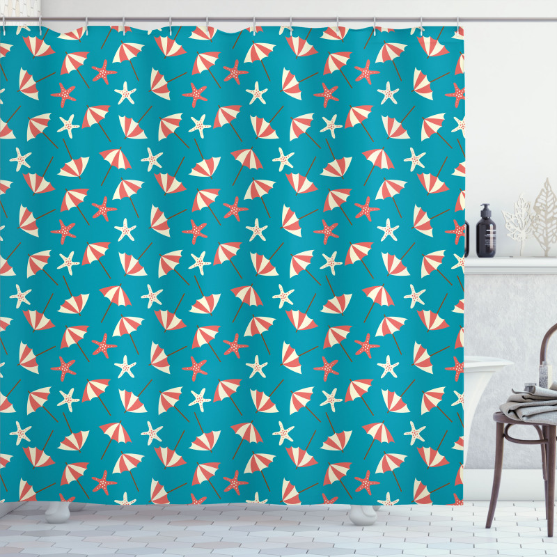 Holiday Beach with Umbrellas Shower Curtain