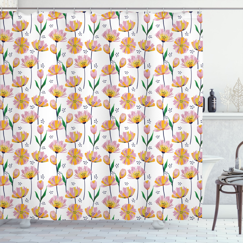 Watercolor Blooms Pastel Shower Curtain