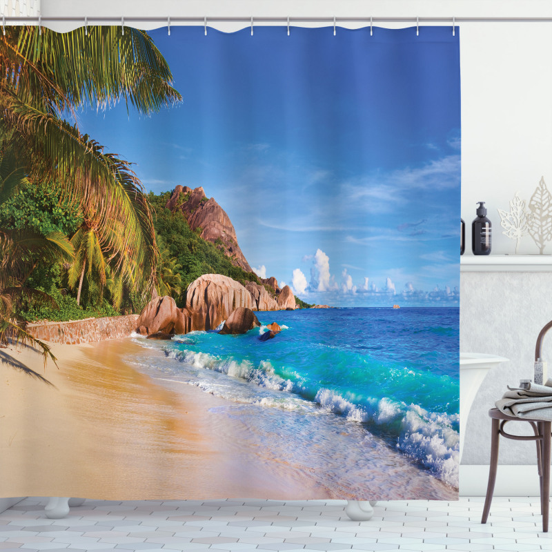 Summer Ocean and Palm Trees Shower Curtain
