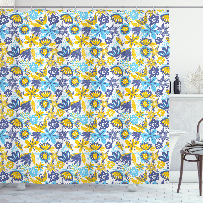 Chrysanthemum and Butterfly Shower Curtain