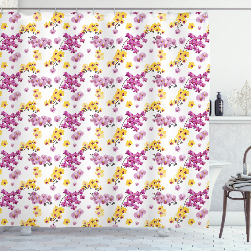 Flourishing Orchid Branches Shower Curtain