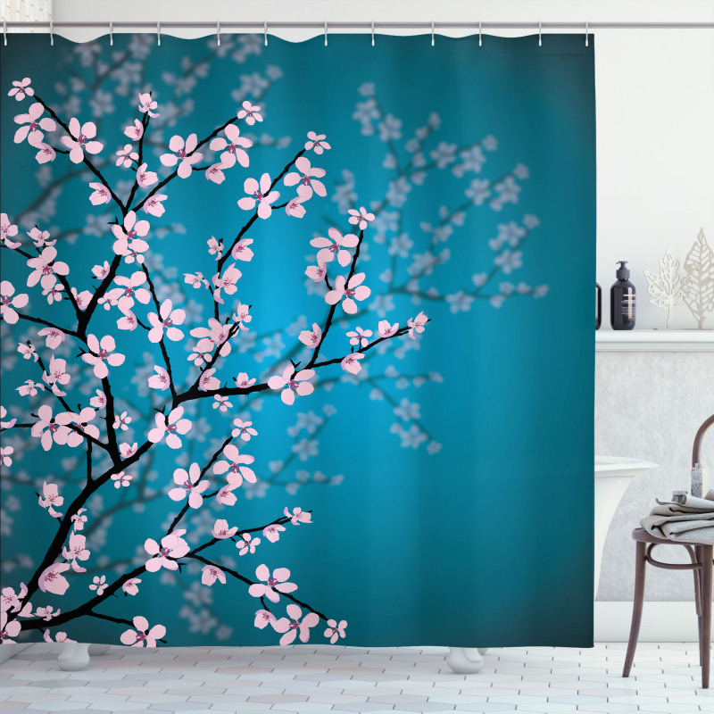 Ombre Spring Sakuras Shower Curtain