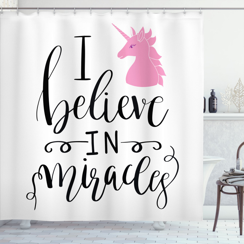 I Beleive in Miracles Text Shower Curtain