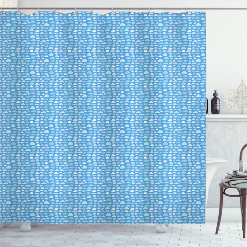 Puffy Blue Cumulus Clouds Shower Curtain