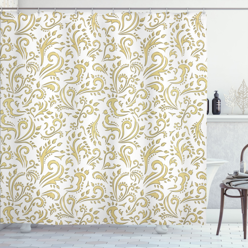 Monochrome Swirling Motifs Shower Curtain