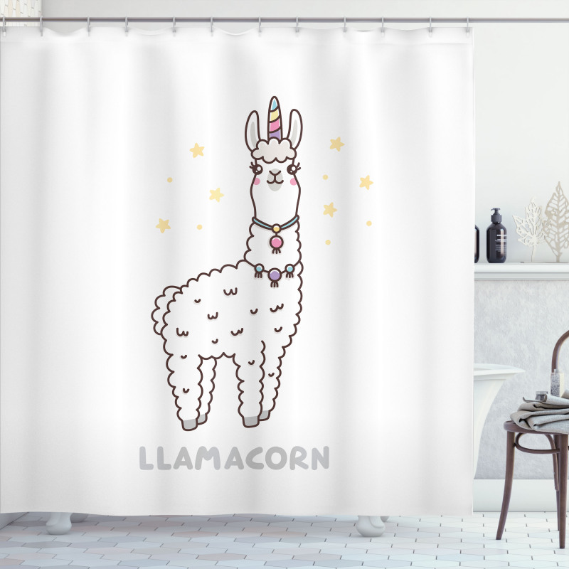 Cartoon Style Typography Shower Curtain