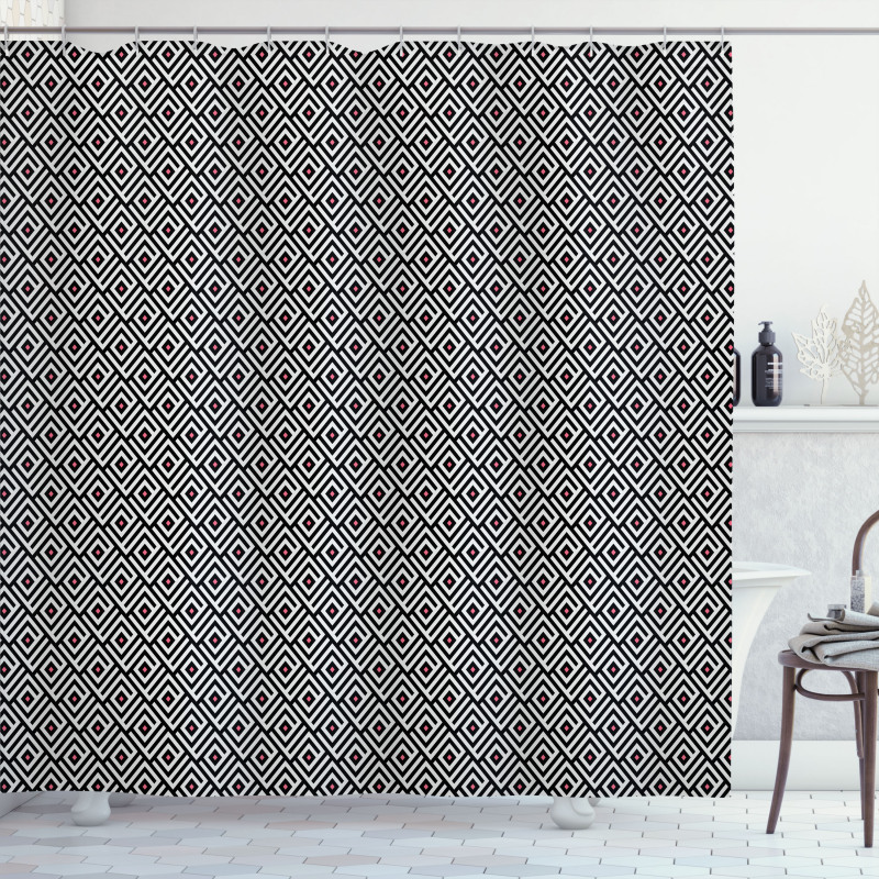 Minimalist Maze with Zigzags Shower Curtain